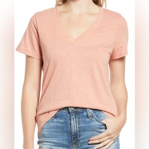 NWOT Madewell Whisper Cotton V-Neck T-Shirt in Burnished Blush - Size S